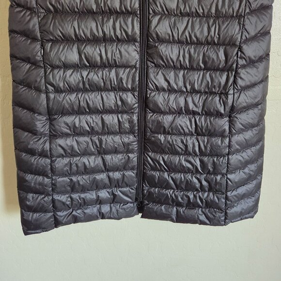 Elfjoy Duck Down Long Hooded Puffer Jacket Vest Black Sz Women's Large Full Zip - Picture 4 of 11